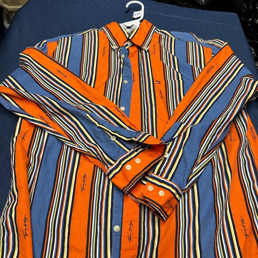 Striped Orange and Blue Men's Shirt